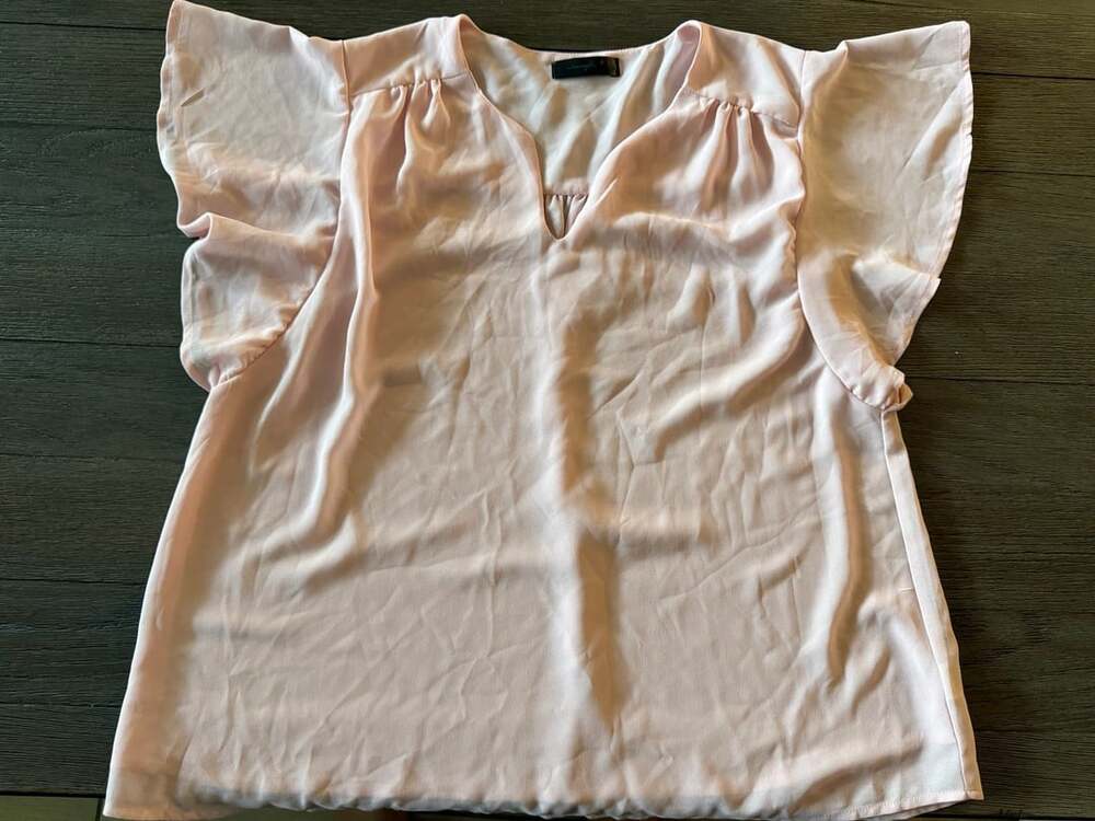 Madmazelle Light Pink Flutter Sleeve Chiffon Blouse XL